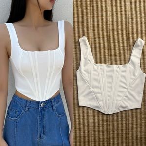 white corset crop top